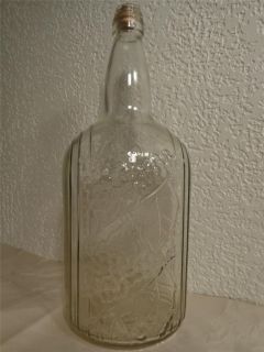 Beautiful Vintage Half Gallon Glass Wine Bottle Jug Embossed w Grape