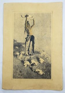 Frederic Remington Native American Indian Lithograph Conjuring Back
