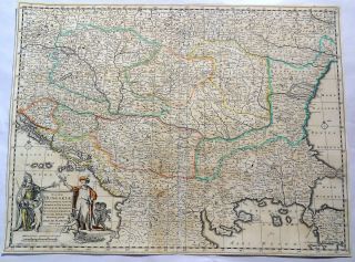 1680 FREDERICK DE WIT HAND COLORED MAP OF EASTERN EUROPE HUGE