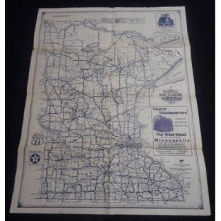 C1930s Vintage Road Map Minnesota MN Hotel Freeborn