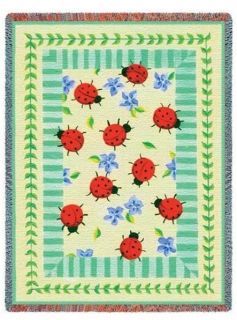 Ladybug Garden Insect Bug Tapestry Throw Afghan Blanket