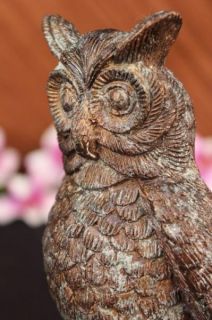 Vienna Bronze Garden Wise Owl Bird Statue Yard Art Deco Marble Base
