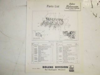 Original Bolens Ridemaster Four Row Seeder Manual