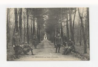 MS2237 American Soldiers at Camp DAuvours French Card World War I