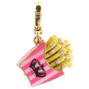  Pink Pave Calories French Fries Gold Charm for Bracelets