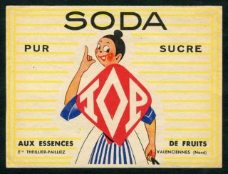 French Vintage Soda Pop Label Fruit Valenciennes (Nord) Lithograph