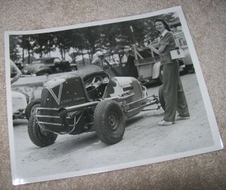 Vtg Midget Racing Photo Vern Fritch Victory Special Motor City