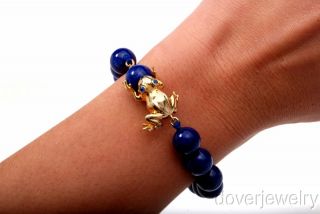 Modern Lapis Lazuli Sapphire Sterling Silver Frog Bracelet NR