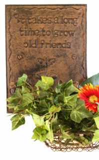 Friendship Garden Plaque with Hooks Inspirational Sign Hanging Decor