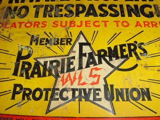 1940s Vintage PRARIE FARMER WLS RADIO Old No Trespassing Farm Fence