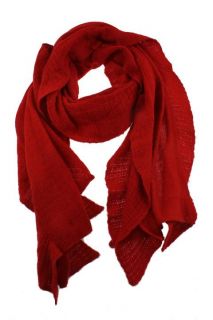 DKNY New Red Knit Ruffle Scarf One Size BHFO