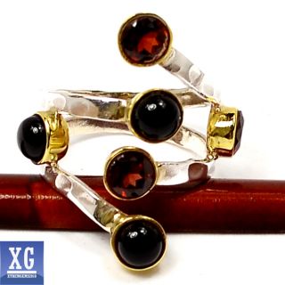  Tone Black Onyx Garnet 925 Sterling Silver Ring Jewelry s 8 5