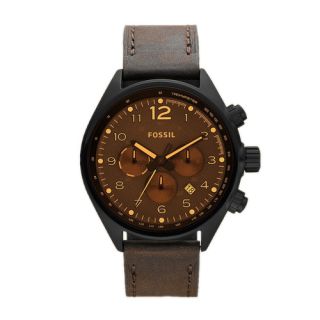New Fossil Mens Flight Leather Strap Watch CH2782