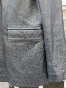 rem garson classic black leather car coat large
