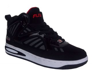 FUBU Break Mens Black Red Comfort Lace Up Mid Top Athletic Shoe