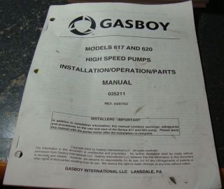 GASBOY Models 617 & 620 High Speed Pumps Manual 035211