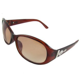 Oval Colored Lens Brown Full Rim Sunglasses for Lady