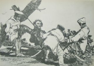   antique etching offset lithograph Francisco de Goya War series litho