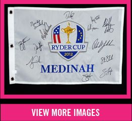 2012 Ryder Cup Pin Flag signed by the 2012 US Ryder Cup Team