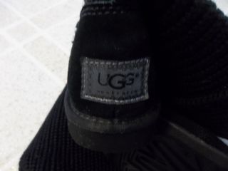 WOMENS SIZE 7 UGG BLACK UPPER WOVEN TEXTILE AUSTRAILIA BOOTS IN VERY