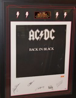 ACDC signed autographed lithograph BACK IN BLACK FRAMED PSA DNA COA