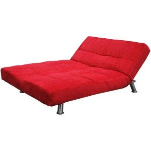 Modern Red Microfiber Cover Convertible Futon Sofa Bed