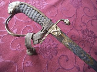   Saxon Officers Pipeback Sword Gilt Etched WKC Geissler Hast WWI Gold