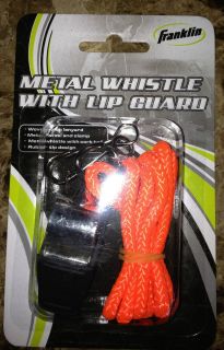 Franklin Sports 1711 Metal Whistle w Rubber Tip Orange Lanyard Lip
