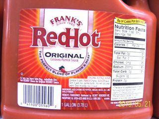 Franks Redhot Hot Sauce Wing Sauce 1 Gallon 5 Flavs