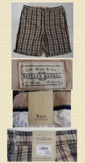 genuine g h bass vintage style men s madras shorts brand new with tags