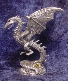 Pewter Gallo Spiraling Dragon with Crystal Retired