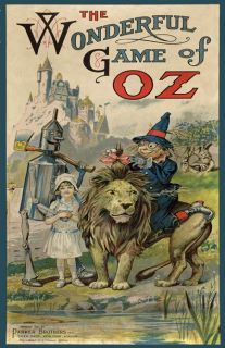 1921 WIZARD OF OZ VINTAGE GAME BOX COVER POSTER DOROTHY TIN MAN & LION