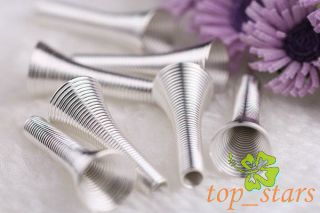 Frees shipping 10 pcs silver plated Spring bugle Spacers cone Beads