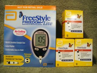 FreeStyle Lite Diabetic Blood Glucose Test Strips 40 Ct + Freedom Lite