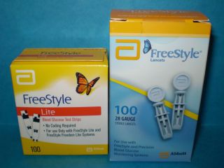 New SEALED 100 Freestyle Lite Blood Glucose Test Strips Plus Bonus