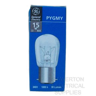 GE General Electric 15W Pygmy Appliance Fridge Clear B22 Light Bulb