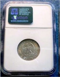  RARE German Silver Coin 2 Reichsmark 1934 F Friedrich Schiller