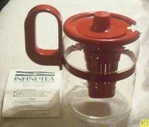GEMCO Stove Top INFINI TEA 8 cup Tea Infuser Brewer Glass Pot RED EUC