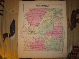 1872 Geneseo Livingston County New York Antique Map