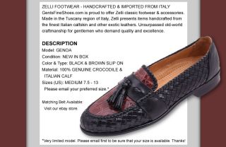 Zelli Genoa Italian Calf Crocodile Leather Shoes Black