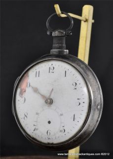1810 George Jones Verge Fusee Pocket Watch Sterling Silver Pair Case
