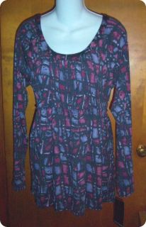 NWT Daisy Fuentes Charcoal Purple Pink Top Large
