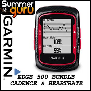 Garmin Edge 500 Bundle Red Cycling Computer Cadence Premium Heart Rate