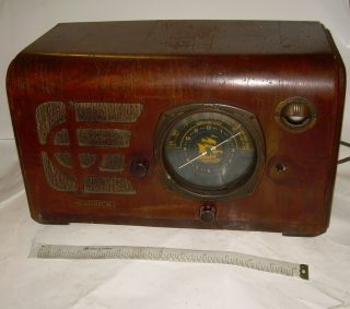 Vacuum Tube Radio Garrick Wood Tabletop Radio Antique Vintage Ship