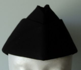 US NAVY GARRISON BLACK HAT, UNISEX, M 7 3/8, F 23, EXCELLENT