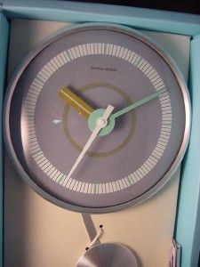 George Nelson Retro 7 Round Pendulum Wall Clock Gray Face with Sweep