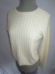 Valerie Stevens s 100 Cashmere Cableknit Pale Yellow Sweater Excellent