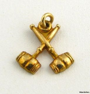 Gavel Charm Officer Guard 14k Yellow Gold Fraternity Fraternal