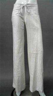 Georgie Ladies Womens 0 Zip Drawstring Pants Solar White Solid Slacks