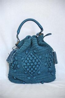 Gerard DAREL Boho Syracuse Long Popcorn Crochet Knit Bag Handbag Purse